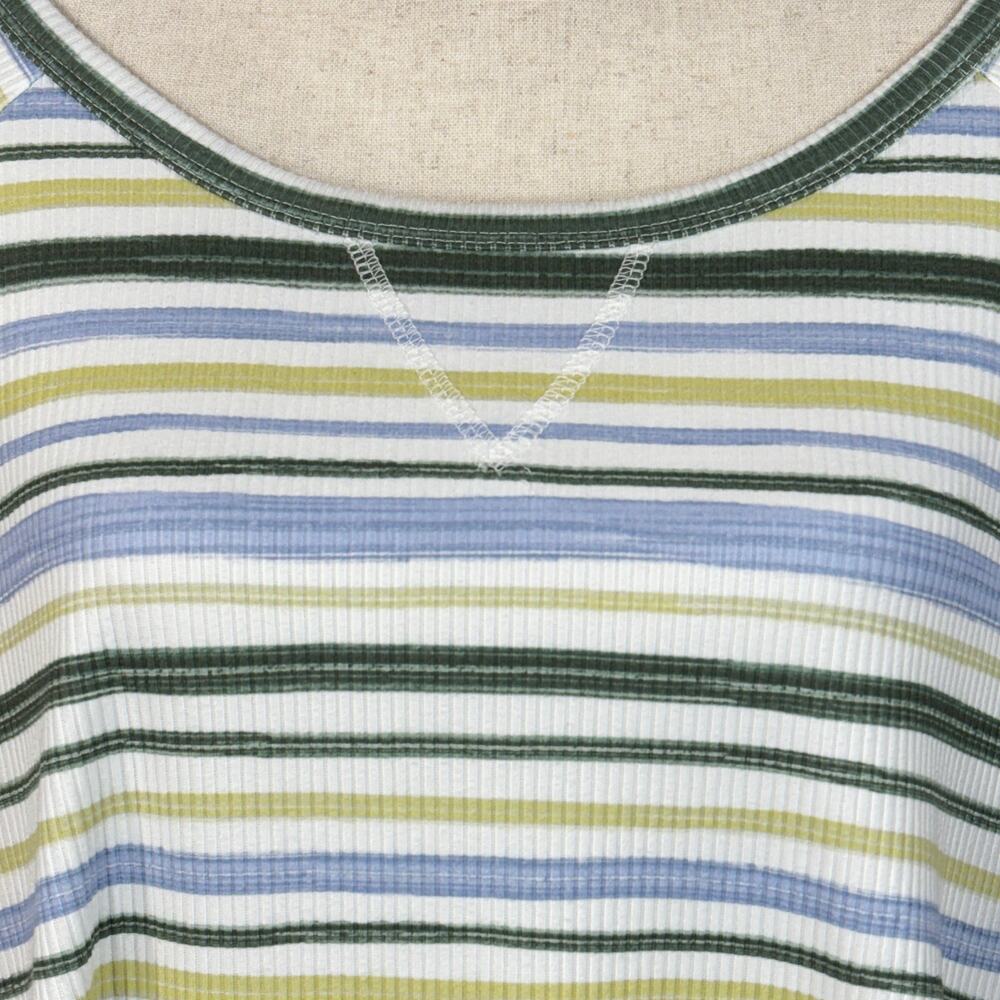 CJ Banks 3X-Large Top Striped Stretch Ribbed 3/4 Sleeve Boat Neck Soft Hi-Low - Picture 2 of 8